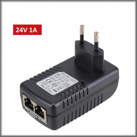 CCTV DC24V 1A 24 Watt prise murale Poe injecteur Ethernet adaptateur caméra IP PoE téléphone alimentation prise US EU UK AU ► Photo 1/5