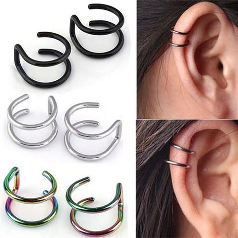 Boucle d'oreille en or noir Non Piercing, Clips d'oreille, faux Cartilage, bijoux à la mode pour femmes et hommes ► Photo 1/5