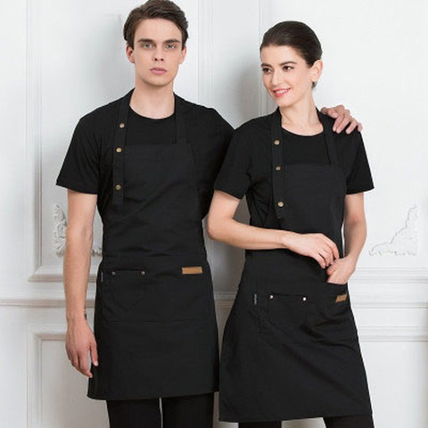 Tablier de cuisine de couleur Pure pour femme et homme, bavoirs de Chef pour serveur de barbecue, uniforme de coiffeur, accessoire de cuisine réglable ► Photo 1/5