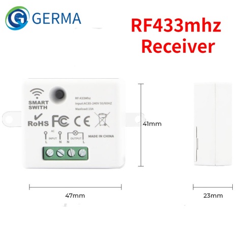 GERMA – Mini interrupteur intelligent sans fil, 433MHZ RF, récepteur relais électrique, lampe Led, ON/OFF, 220V, pour la maison ► Photo 1/6