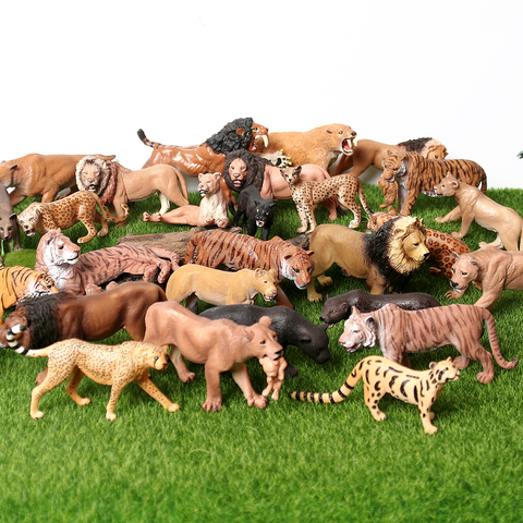 Figurines d'animaux de la Jungle réalistes, lion, guépard, panthère, tigre à dents, collection éducative, jouet pour enfants ► Photo 1/6