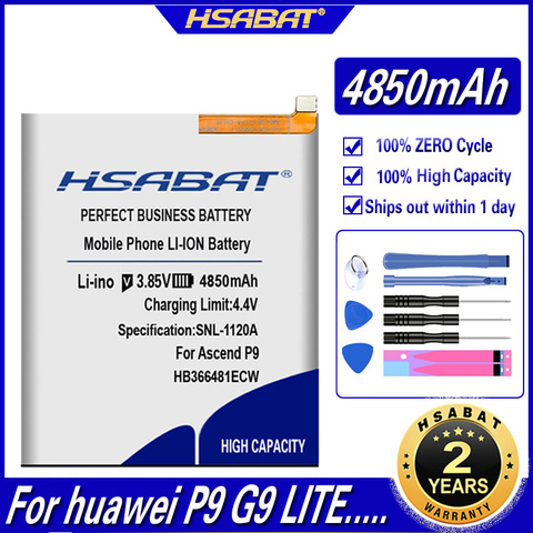 HSABAT Top Qualité 3900 mah HB366481ECW Batterie pour Huawei P9 Ascend P9 Lite G9 honor 8 5C G9 EVA-L09 EVA-AL00 EVA-AL10 EVA-TL00 ► Photo 1/6