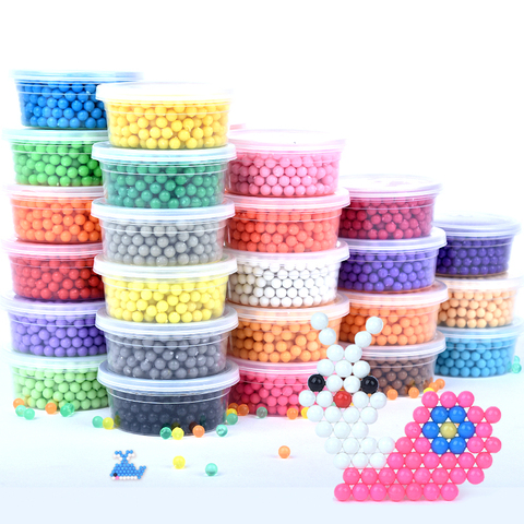 500 pièces boîte en plastique packag 30 couleurs 5mm perles d'eau pulvérisation aqua magique éducatif 3D perles Puzzles accessoires pour enfants jouets ► Photo 1/6
