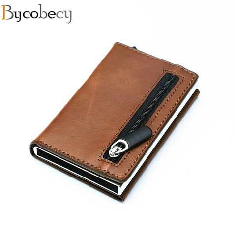 Bycobecy-portefeuille intelligent pour hommes, Rfid, portefeuille en métal mince, carte de crédit, petit format, porte-monnaie Secret Pop-Up ► Photo 1/6