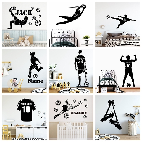 Grand Football Football nom personnalisé vinyle autocollant Mural FC décalcomanies pour enfants garçons chambre murale chambre décor Stickers muraux ► Photo 1/6