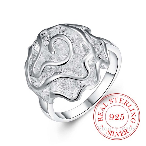 Bague Vintage en argent Sterling 100% pour femmes et hommes, Bijoux en argent Sterling 925 avec fleur De Rose, taille 6 7 8 9 10, à la mode ► Photo 1/6