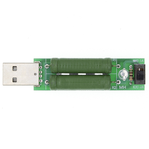 Mini résistance de charge et décharge USB, 2A/1A, avec interrupteur, LED verte, 2A, rouge, Module de test de vieillissement ► Photo 1/6