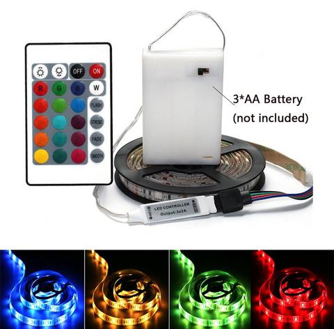 Imperméable à l'eau à piles LED bande lumières 5050 RGB 1M 2M 3M 4M 5V 6V LED ruban ruban lumières TV rétro-éclairage éclairage de fond ► Photo 1/6