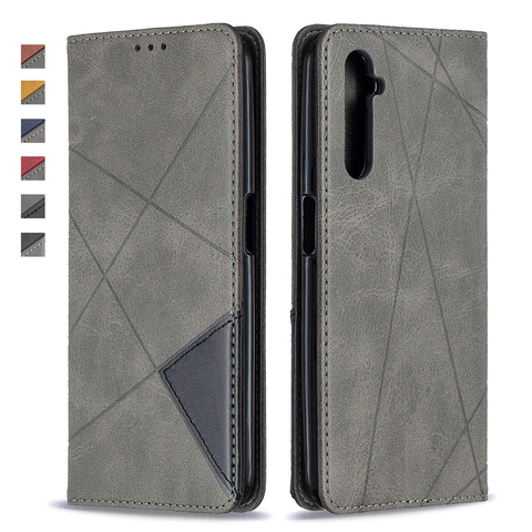 Realme 6 Pro 6 S 6 S étui à rabat en cuir housse de portefeuille pour Funda OPPO Realme 6 étui RealMe6 6Pro coque de téléphone aimant Colorblock Hoesje ► Photo 1/6