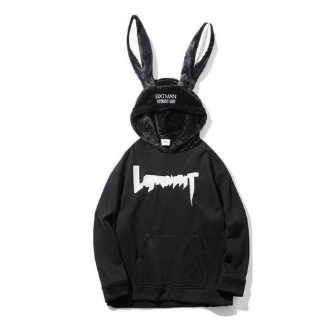 Sweat à capuche avec oreilles de lapin pour homme, vêtement Streetwear, Punk, mignon, Kawaii, dessin animé, broderie Moletom ► Photo 1/4