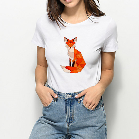 T-shirt pour femmes, imprimé Happy Lucky Top, été, renard géométrique Ropa Mujer, T-shirt Harajuku fascinant ► Photo 1/6