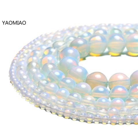 Perles d'opale naturelle ajustement bricolage maquillage breloques perles de pierre d'opalite 4 6 8 10 12mm pour accessoires de fabrication de bijoux ► Photo 1/5