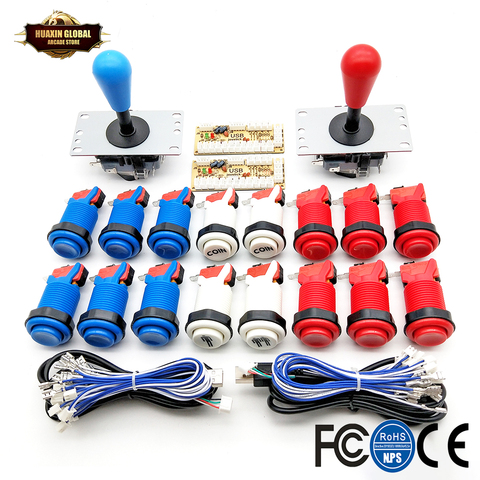 KIT de bricolage d'arcade Style américain SANWA Joystick HAPP Type pièce 2 joueur bouton-poussoir avec Micro-interrupteur et encodeur zéro retard pour PC ► Photo 1/6