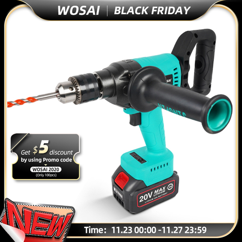 WOSAI 20V perceuse électrique sans brosse couple 130NM tournevis sans fil Li-ion batterie électrique peut frapper la glace ► Photo 1/6