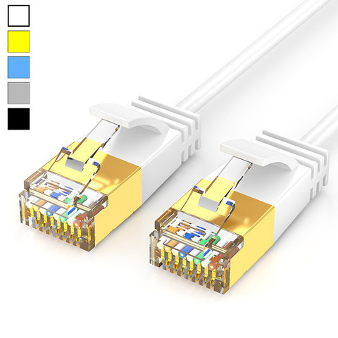 Câble Ethernet Cat6a UTP pour raccordement Internet, cordon de raccordement Lan court de 0.5m/1m/2m/3m/5m, noir, blanc et bleu ► Photo 1/6