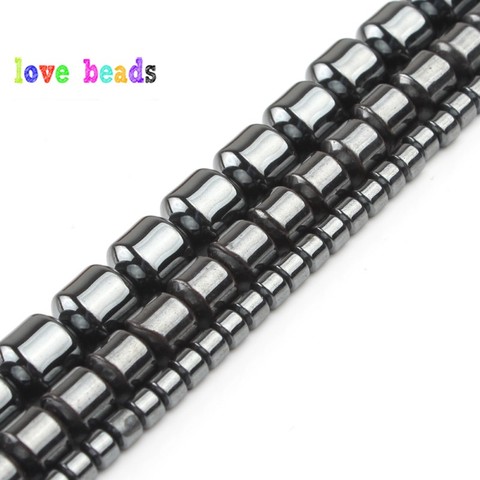 Cylindre en pierre hématite noire naturelle, perles amples pour la fabrication de bijoux, accessoires 3x3/6x 5/8x7mm, Bracelet à bricoler soi-même 15 pouces ► Photo 1/6