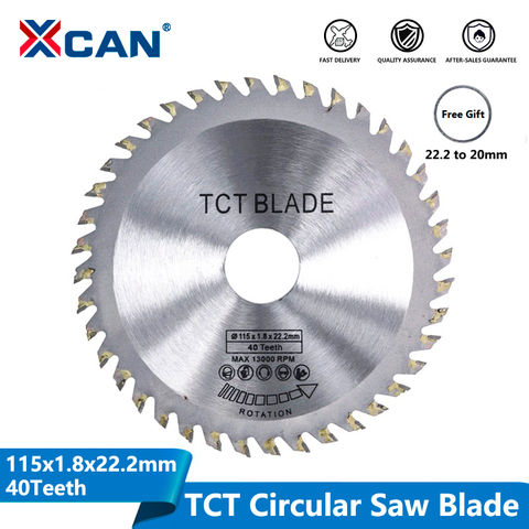 XCAN diamètre 115mm 40 dents TCT scie circulaire lame meuleuse d'angle scie disque carbure à pointe de bois coupe bois disque de coupe ► Photo 1/5