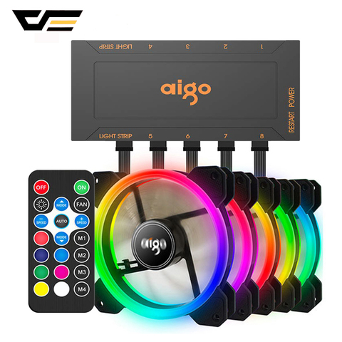 Darkflash aigo DR12 RGB ventilateur 120mm PC refroidisseur ventilateur RGB silencieux ventilateur de refroidissement pour PC boîte de jeu IR télécommande refroidisseur ventilateur RGB ► Photo 1/6