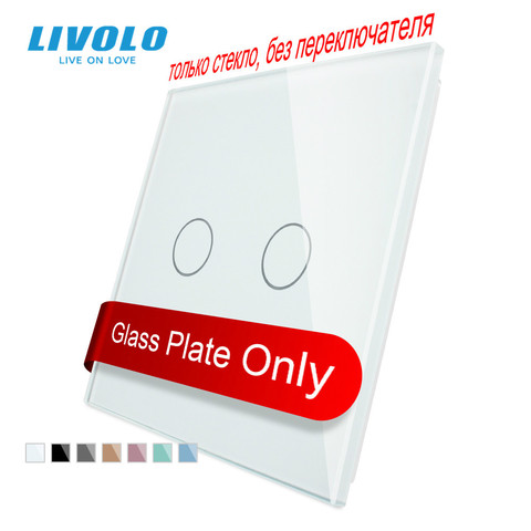 Livolo – panneau de luxe en verre cristal blanc, standard ue, simple, pour interrupteur mural tactile à 2 boutons, VL-C7-C2-11 (4 couleurs) ► Photo 1/6