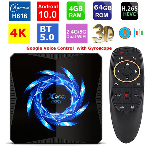 X96Q MAX Smart TV Box Android 10 TV BOX Allwinner H616 4GB 64GB 2.4G 5G double WiFi BT5.0 4K HDR 3D lecteur multimédia décodeur ► Photo 1/6