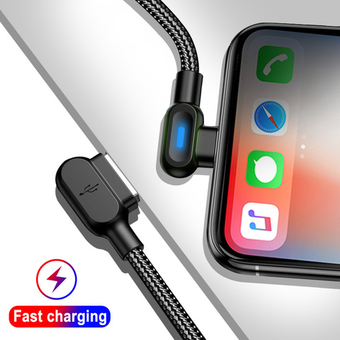 Micro USB Type C câble avec lumière LED 90 degrés coude 0.5 M 1 M 2 M charge rapide chargeur câbles de données pour iPhone Samsung Xiaomi ► Photo 1/6