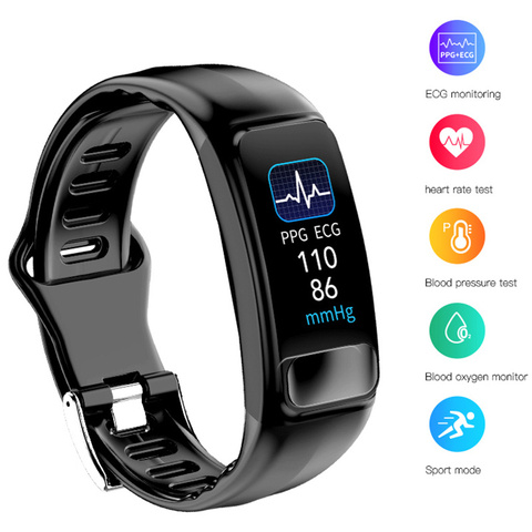 ECG + PPG montre intelligente P12 Sport Bluetooth Bracelet de surveillance de la fréquence cardiaque Message d'appel rappeler Sport Mode Bracelet intelligent ► Photo 1/6