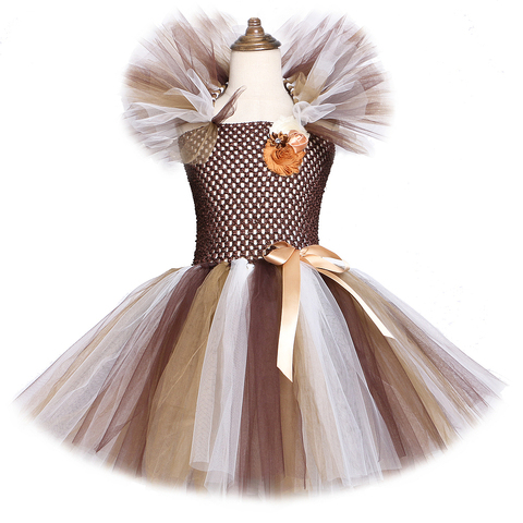 Robe Tutu Animal pour filles, marron, tenue de noël, Costume d'halloween, pour enfants de 1 à 12 ans ► Photo 1/6