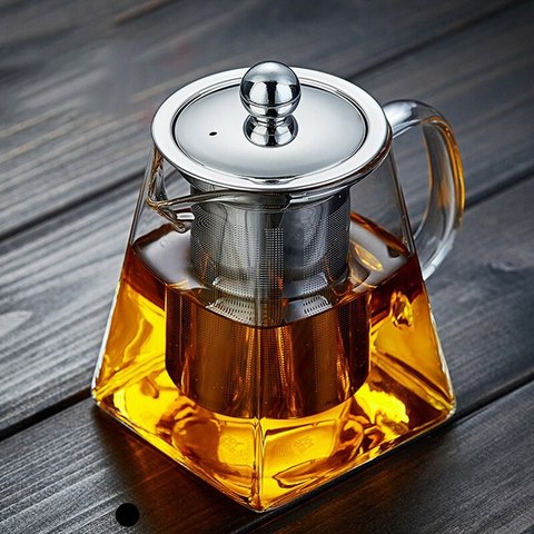 350/550/750/950ML théière en verre Borosilicate résistant à la chaleur théière en verre carré infuseur de thé filtre lait fleur théière ► Photo 1/6