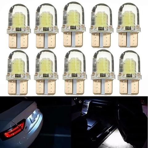 10 pièces voiture phares ampoules blanc LED W5W COB Canbus Silicone voiture plaque d'immatriculation lampe ampoules Auto Signal inverse ► Photo 1/6