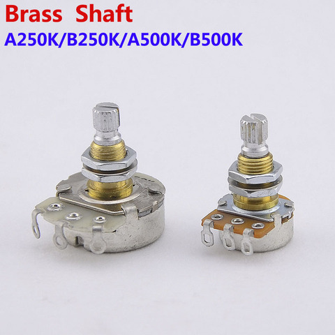 Potentiomètre d'arbre alpha en laiton, fabriqué en corée, pour guitare électrique basse A250K/B250K/A500K/B500K ► Photo 1/5