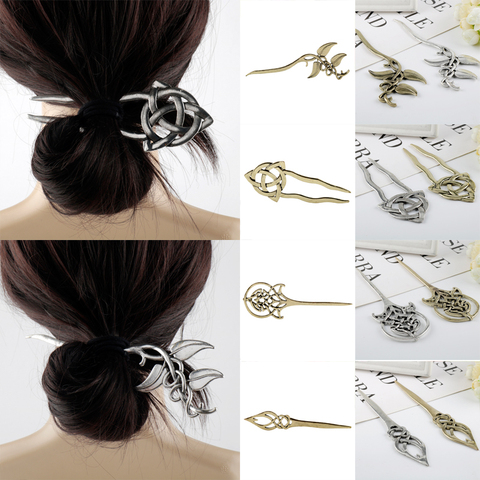 Viking épingles à cheveux bijoux cheveux grands celtiques noeuds feuille Vintage Style nordique mythologie pince à cheveux femmes mariage cheveux accessoires ► Photo 1/6