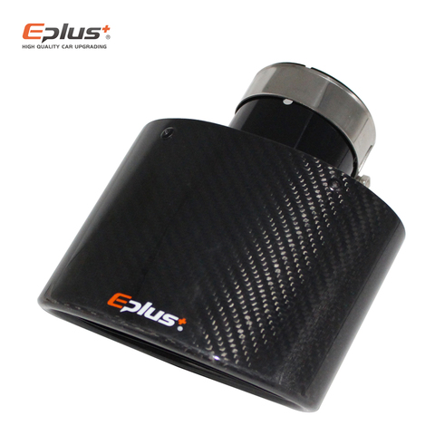 EPLUS brillant en Fiber de carbone voiture silencieux pointe tuyau d'échappement buse décoration universel en acier inoxydable noir ovale largeur 150mm ou 105mm ► Photo 1/6