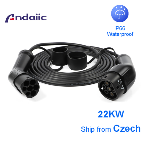 EV câble de voiture Type 2 à Type 2 connecteur triphasé une Phase pour accessoires de voiture électrique 5M EVSE câble de charge ► Photo 1/6