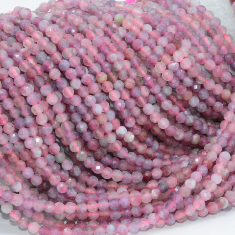 Perles de Tourmaline en rubélite naturelle 4mm, perles rondes en vrac à facettes ► Photo 1/6