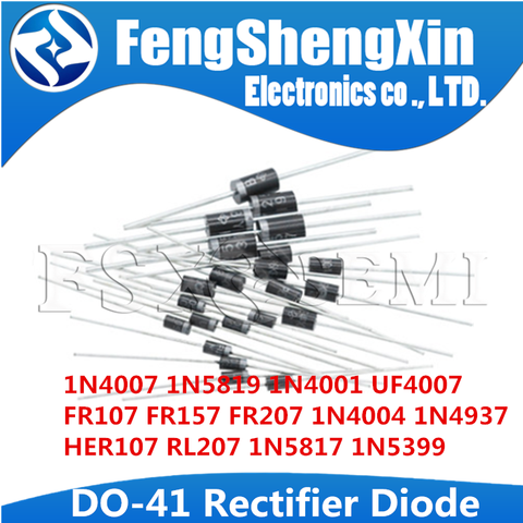 Diode redresseur DO-41, 100 pièces/lot, nouveau, 1N4007 1N5819 1N4001 UF4007 FR107 FR157 FR207 1N4004 1N4937 HER107 RL207 1N5817 1N5399 ► Photo 1/2