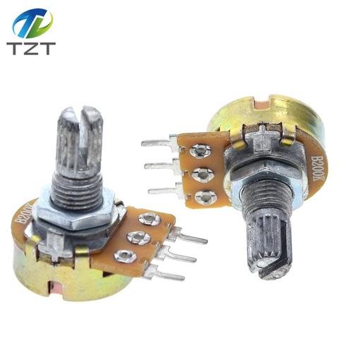 Résistance de potentiomètre 1K 2K 5K 10K 20K 50K 100K 500K 1M Ohm WH148, potentiomètre linéaire 2M 15mm, 5 broches avec écrous et rondelle, 10 pièces ► Photo 1/6