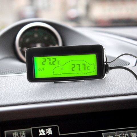 Mini voiture numérique LCD affichage intérieur extérieur thermomètre 12V véhicules 1.5m câble capteur M22 20 livraison directe ► Photo 1/5