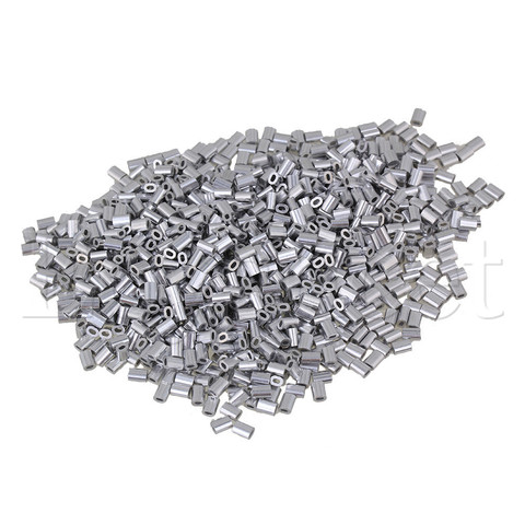 Manchons en aluminium de forme ovale argent, 1000 x pinces à câble métallique M0.5 ► Photo 1/3