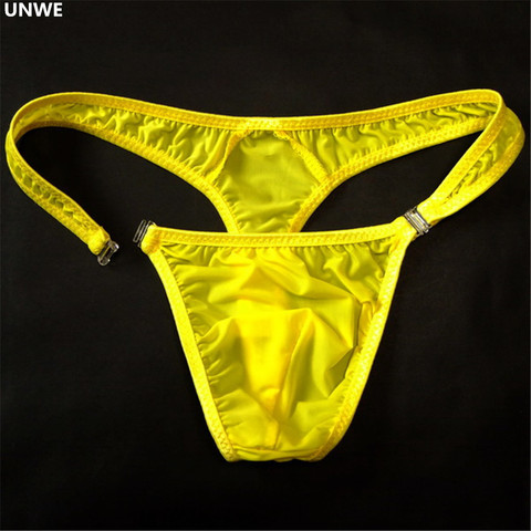 String en soie pour hommes, pochette Tanga Cool, tenue de bain Tanga basse taille, avec boucle détachable, Semi-transparente ► Photo 1/5