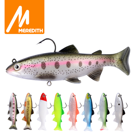 MEREDITH 12 cm 15 cm tête de plomb truite PVC leurres de pêche natation T queue Silicone plomb leurres souples appâts artificiels nagbait Wobblers ► Photo 1/6