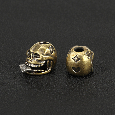 Pendentif tête de mort Punk, couteau en laiton, perles cordon, paracorde, accessoires porte-clés ► Photo 1/6