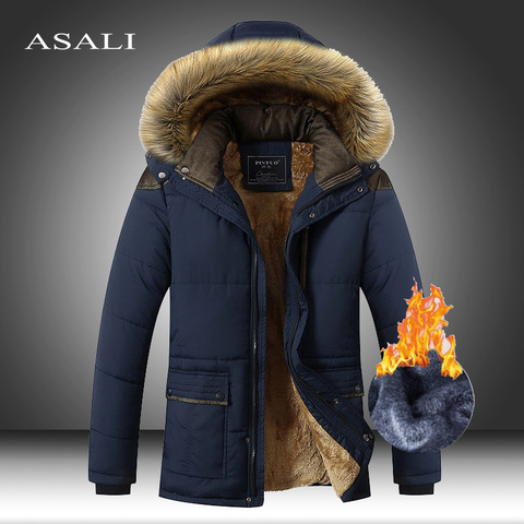 M-5XL Col De Fourrure À Capuche Hommes Veste D'hiver 2022 Nouvelle Mode Chaud Doublure En Laine Homme Veste et Manteau Coupe-Vent Hommes Parkas casaco ► Photo 1/6