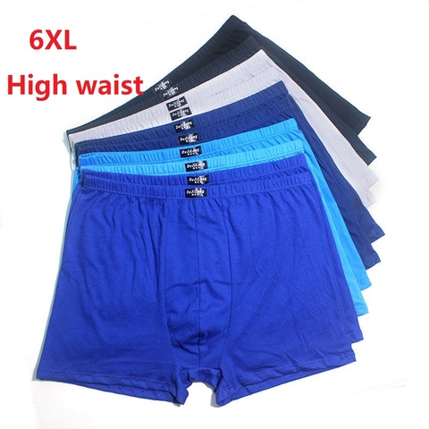 Boxer taille haute 100% coton pour homme, sous-vêtement respirant de couleur aléatoire, grande taille 6XL 5XL, 5 pièces/lot ► Photo 1/4