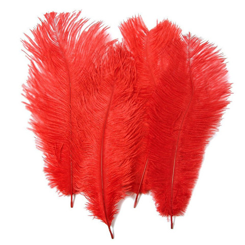 Plumes d'autruche rouge, Plumes de décoration de mariage, 10 pièces/lot, Plumes d'autruche rouge pour la fabrication de bijoux, 15-70cm/6-28 pouces ► Photo 1/6