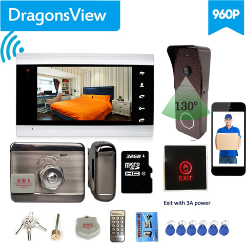 Dragonsview-visiophone avec écran 7 pouces, interphone vidéo wi-fi, sans fil, sonnette déverrouillée avec enregistrement, caméra ► Photo 1/6
