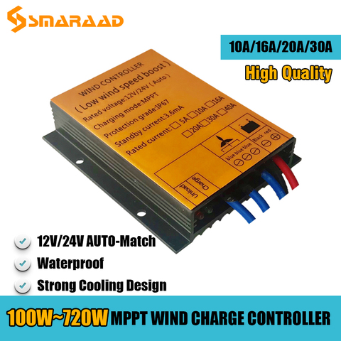 Contrôleur de Charge de vent MPPT 12v/24v, 100-1000W, haute qualité, étanche, conception à faible vitesse de vent, Dissipation thermique élevée ► Photo 1/6