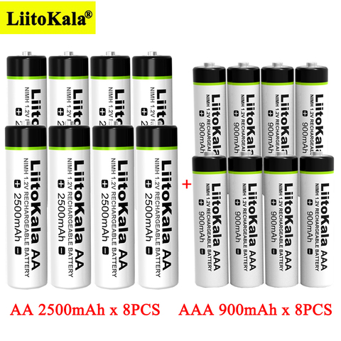 Liitokala – 8 batteries Ni-MH rechargeables AA 1.2V 2500mAh, 8 pièces AAA 900mAh pour la température, pour télécommande, pistolet et souris ► Photo 1/6