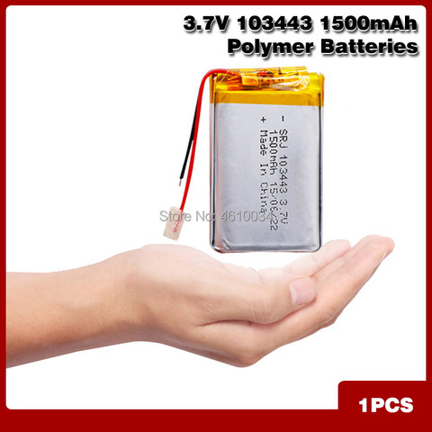 Batterie Rechargeable au lithium polymère 103443 V 3.7 MAH, pour MP3 MP4 MP5 GPS machine de jeu caméra lumière LED casque bluetooth, 1500 ► Photo 1/6