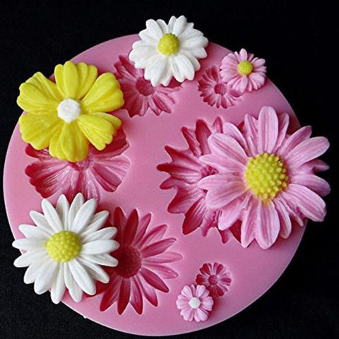 Moules à Fondant 3D en Silicone, fleur de marguerite, gâteau artisanal, bonbons, chocolat, glace, pâtisserie, outil de cuisson ► Photo 1/6