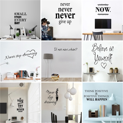 Citations motivationnelles Phrases Phrases Stickers muraux autocollants pour entreprise bureau école salon amovible papier peint décorations ► Photo 1/6